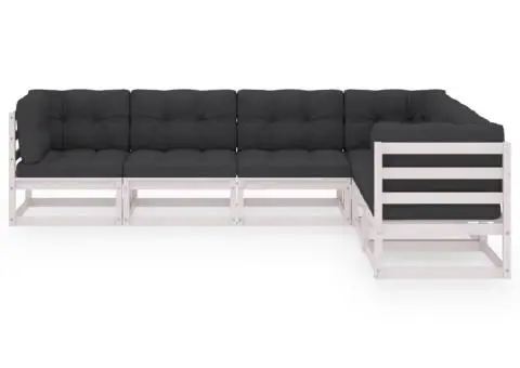 Set mobilier de grădină cu perne, 6 piese, lemn masiv de pin - 3/5