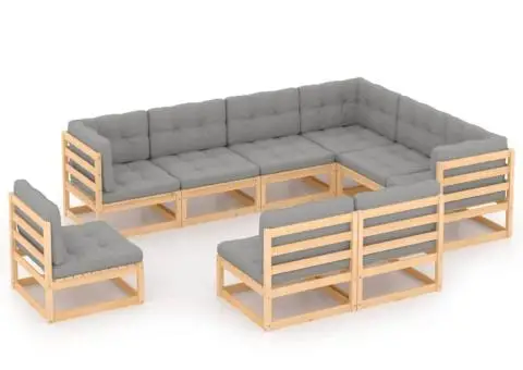 Set mobilier grădină cu perne, 9 piese, lemn masiv de pin - 1/5