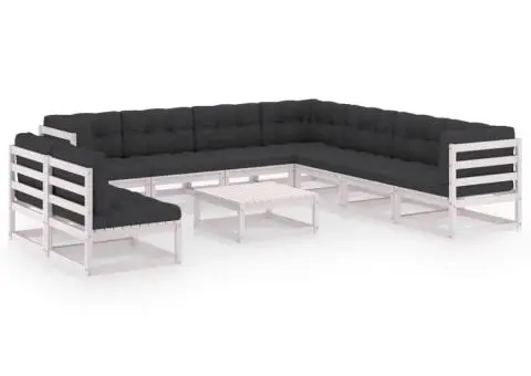 Set mobilier grădină cu perne, 10 piese, lemn masiv de pin - 1/5