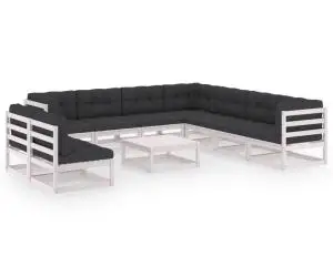 vidaXL Set mobilier grădină cu perne, 10 piese, lemn masiv de pin