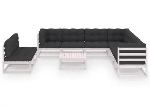 Set mobilier grădină cu perne, 10 piese, lemn masiv de pin - 2/5