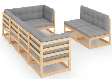 Set mobilier de grădină cu perne, 7 piese, lemn masiv de pin - 2/5