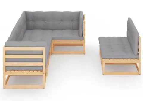 Set mobilier de grădină cu perne, 7 piese, lemn masiv de pin - 3/5