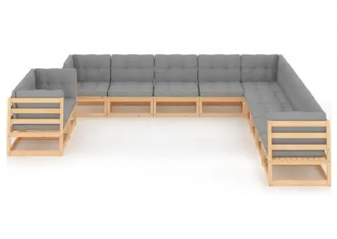 Set mobilier grădină cu perne, 11 piese, lemn masiv de pin - 2/5