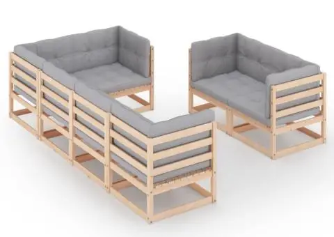 Set mobilier de grădină cu perne, 7 piese, lemn masiv de pin - 2/5
