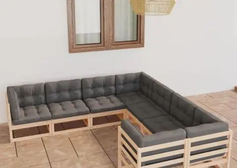 Set mobilier de grădină din 8 piese, lemn masiv de pin - 1/5