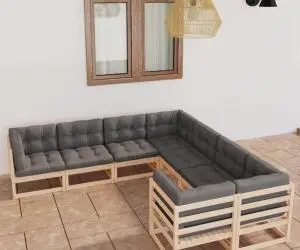 vidaXL Set mobilier de grădină din 8 piese, lemn masiv de pin