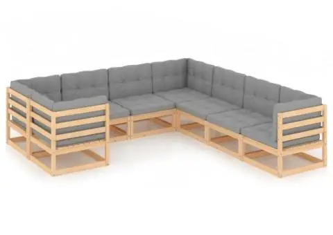 Set mobilier de grădină din 8 piese, lemn masiv de pin - 2/5