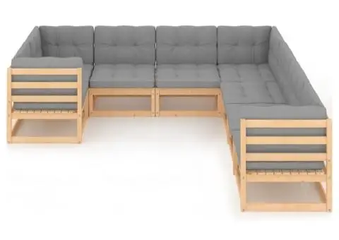 Set mobilier de grădină din 8 piese, lemn masiv de pin - 3/5