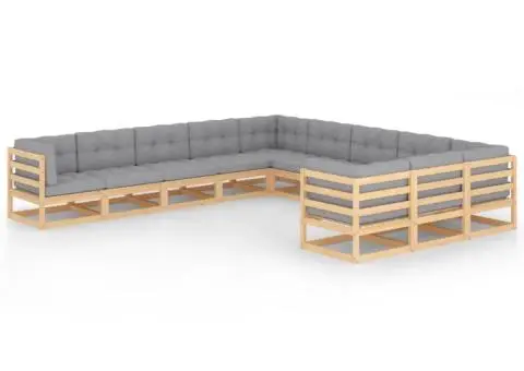 Set mobilier grădină cu perne, 11 piese, lemn masiv de pin - 1/5