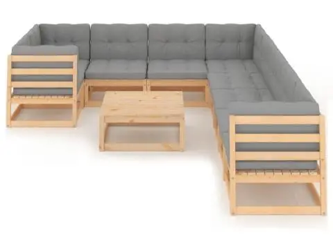 Set mobilier grădină cu perne, 10 piese, lemn masiv de pin - 2/5