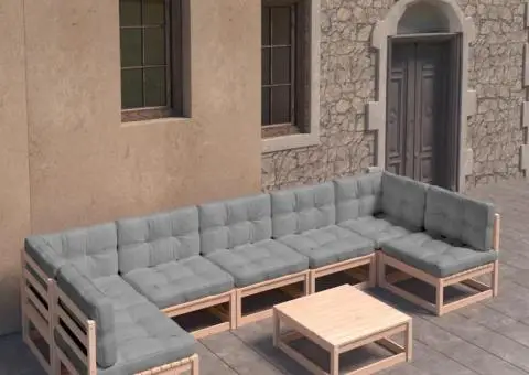 Set mobilier de grădină din 8 piese, lemn masiv de pin - 1/5