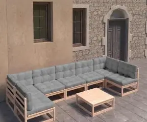 vidaXL Set mobilier de grădină din 8 piese, lemn masiv de pin
