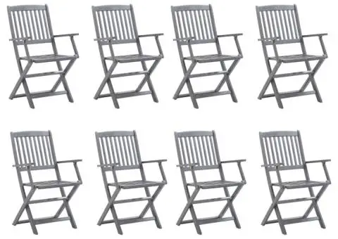 Scaune pliabile de exterior cu perne, 8 buc., lemn masiv acacia - 2/5