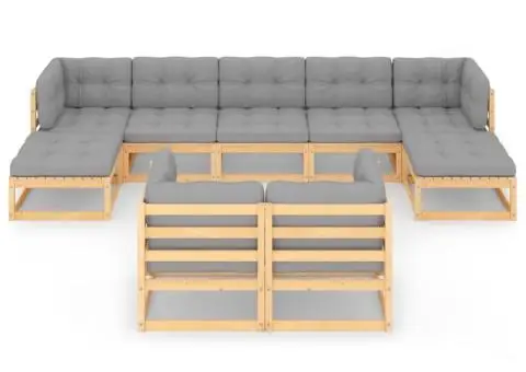 Set mobilier grădină cu perne, 9 piese, lemn masiv de pin - 3/5