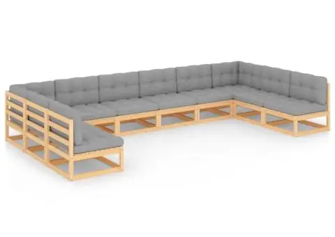 Set mobilier grădină cu perne, 10 piese, lemn masiv de pin - 2/5