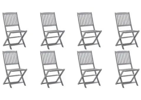 Scaune pliabile de exterior cu perne, 8 buc., lemn masiv acacia - 2/5