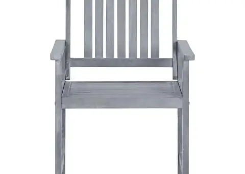 Scaune de grădină cu perne, 8 buc., gri, lemn masiv de acacia - 5/5