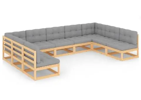Set mobilier grădină cu perne, 9 piese, lemn masiv de pin - 2/5