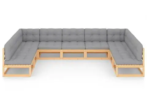 Set mobilier grădină cu perne, 9 piese, lemn masiv de pin - 3/5