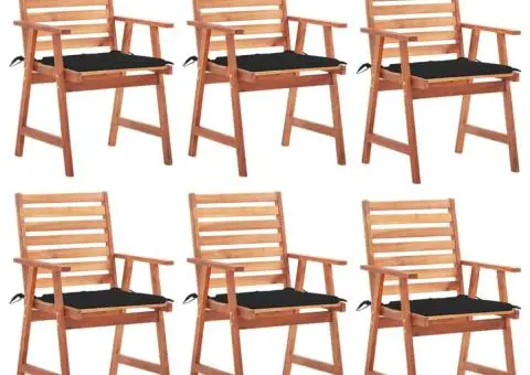 Scaune de exterior cu perne, 6 buc., lemn masiv de acacia - 1/5
