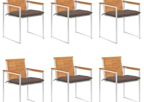 Scaune de grădină cu perne, 6 buc., lemn masiv de acacia - 1/5