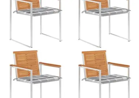 Scaune de grădină cu perne, 4 buc., lemn masiv de acacia - 1/5