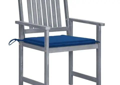 Scaune de grădină cu perne, 8 buc., gri, lemn masiv de acacia - 2/5