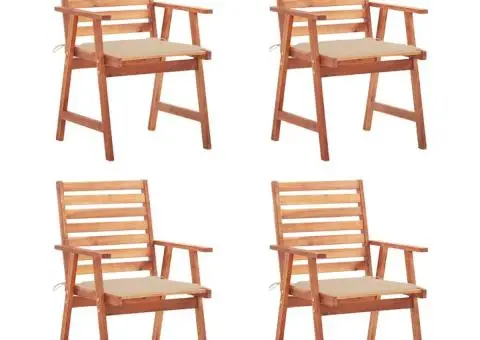 Scaune de exterior cu perne, 4 buc., lemn masiv de acacia - 1/5