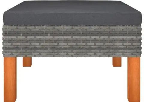 Set mobilier grădină, 7 piese, gri, poliratan și lemn eucalipt - 3/5