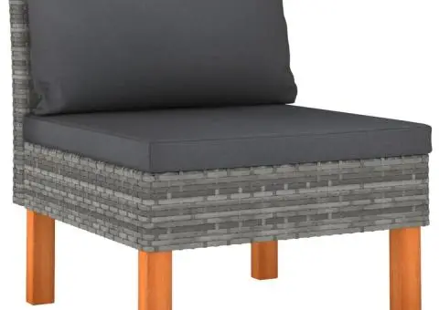 Set mobilier grădină, 7 piese, gri, poliratan și lemn eucalipt - 5/5