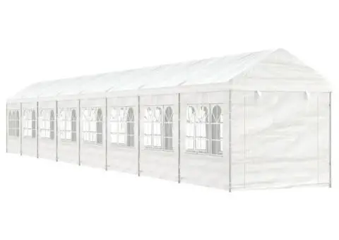 Foișor cu acoperiș, alb, 17,84x2,28x2,69 m, polietilenă - 1/5