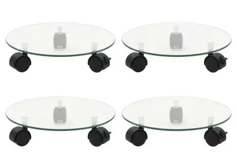 Suport cu role de plante 4 buc. 28 cm sticlă securizată rotund - 1/4