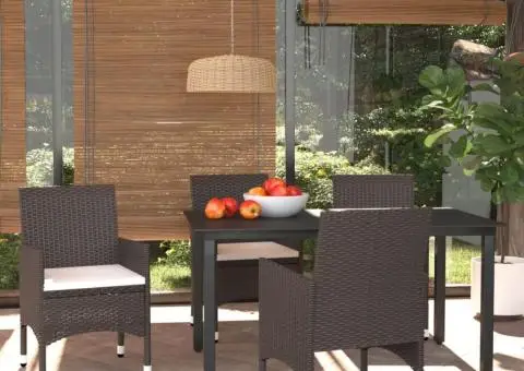 Set mobilier de grădină cu perne, 5 piese, maro, poliratan - 1/5