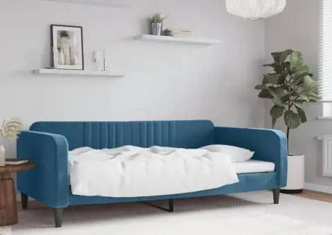 Pat de zi, albastru, 100x200 cm, catifea - 1/5