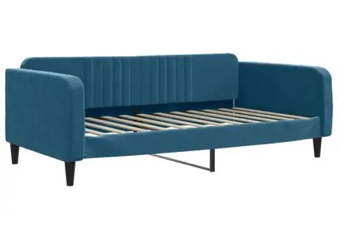 Pat de zi, albastru, 100x200 cm, catifea - 2/5