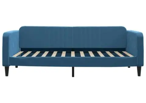 Pat de zi, albastru, 100x200 cm, catifea - 3/5