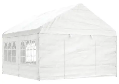 Foișor cu acoperiș, alb, 4,46x4,08x3,22 m, polietilenă - 1/5