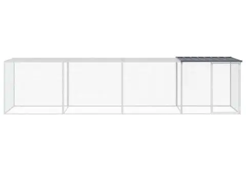 Coteț pui cu acoperiș, antracit, 403x98x90 cm, oțel galvanizat - 3/5