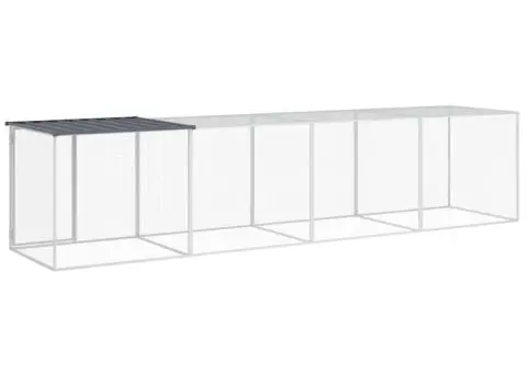 Coteț pui cu acoperiș, antracit, 403x98x90 cm, oțel galvanizat - 5/5