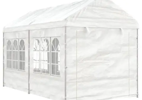 Foișor cu acoperiș, alb, 4,46x2,28x2,69 m, polietilenă - 1/5