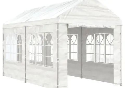 Foișor cu acoperiș, alb, 4,46x2,28x2,69 m, polietilenă - 2/5