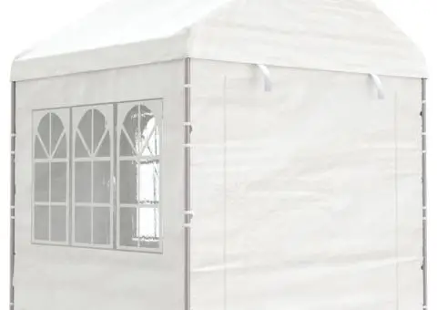 Foișor cu acoperiș, alb, 4,46x2,28x2,69 m, polietilenă - 3/5