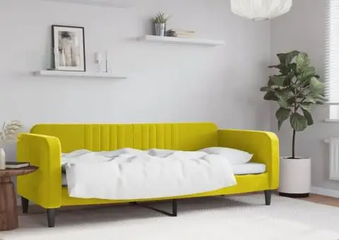 Pat de zi, galben, 80x200 cm, catifea - 1/5