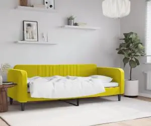 vidaXL Pat de zi, galben, 80x200 cm, catifea