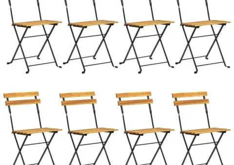 Scaune de grădină pliabile, 8 buc., oțel și lemn masiv acacia - 2/5