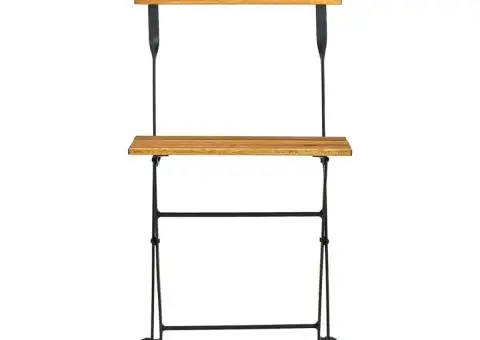 Scaune de grădină pliabile, 8 buc., oțel și lemn masiv acacia - 4/5