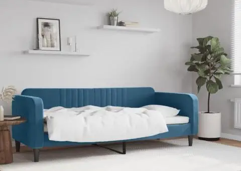 Pat de zi, albastru, 80x200 cm, catifea - 1/5