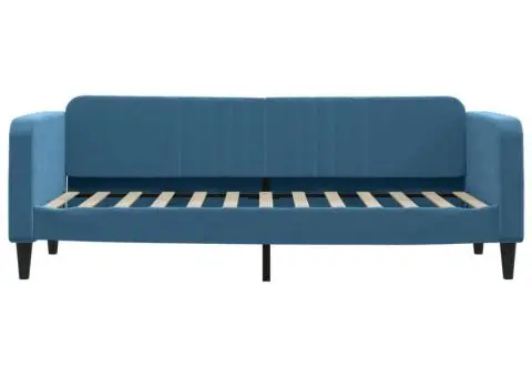 Pat de zi, albastru, 80x200 cm, catifea - 3/5