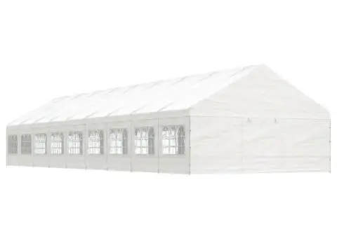 Foișor cu acoperiș, alb, 20,07x5,88x3,75 m, polietilenă - 1/5